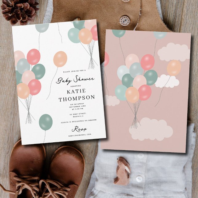 Colorful Pastel Party Balloons Baby Shower Invitation (Colorful Pastel Party Balloons Baby Shower Invitation)