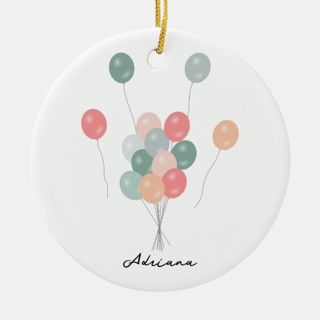 Colorful Pastel Party Balloons  Ceramic Ornament (Front)