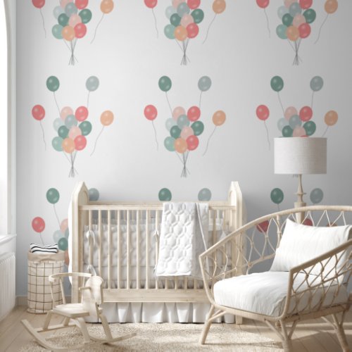 Colorful Pastel Party Balloons Nursery Bedroom Wallpaper