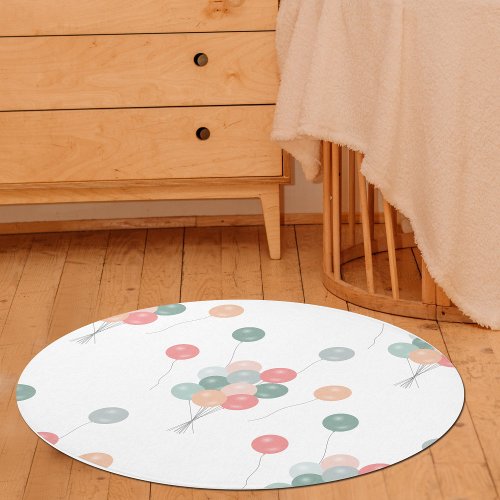 Colorful Pastel Party Balloons Nursery Kids  Rug