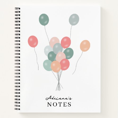 Colorful Pastel Party Balloons Personalized  Notebook