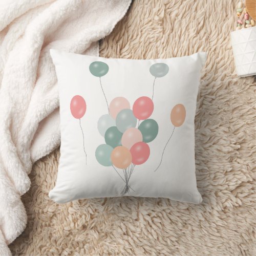 Colorful Pastel Party Balloons  Throw Pillow