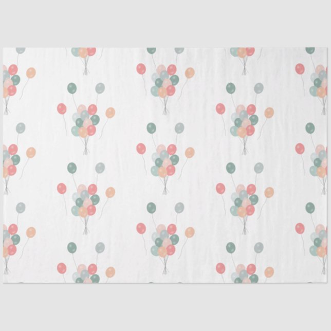 Colorful Pastel Party Balloons  Tissue Paper (Front)