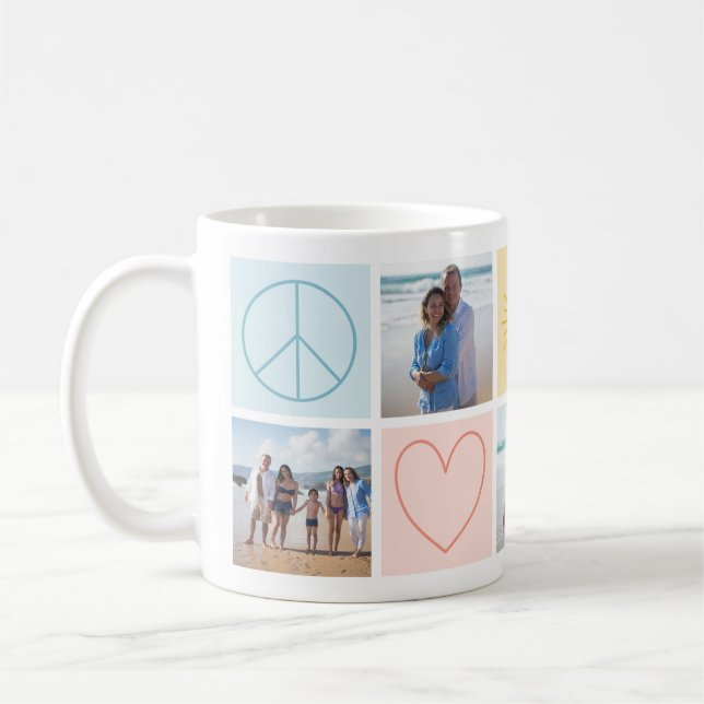 Colorful Pastel Peace Love and Sunshine Coffee Mug (Left)