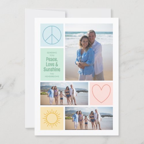 Colorful Pastel Peace Love Sunshine Holiday Card