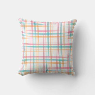 Colorful Pastel Plaid  Throw Pillow