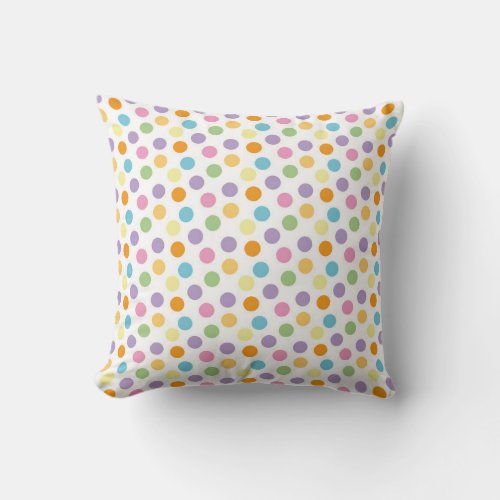 Colorful Pastel Polka Dots Throw Pillow