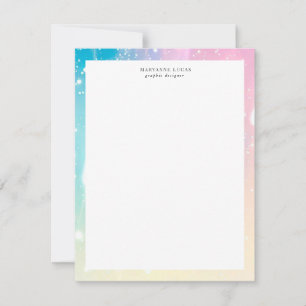 Colorful Pastel Rain Monogram Note Card