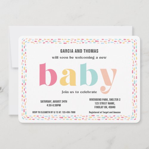 Colorful Pastel Rainbow Baby Shower Invitation