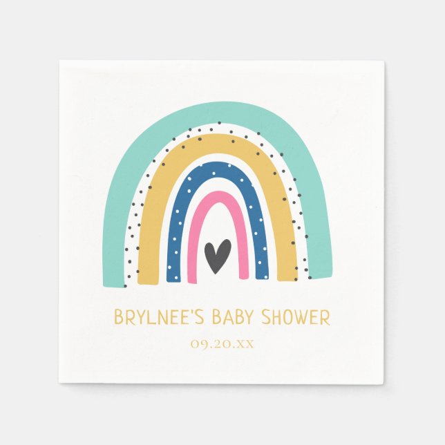 Colorful Pastel Rainbow Baby Shower Napkins (Front)