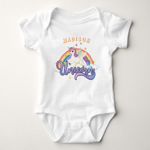 Colorful Pastel Rainbow Baby Unicorn Bodysuit