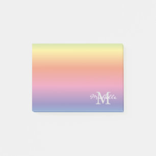 Colorful Pastel Rainbow Colors Monogram Post-it Notes