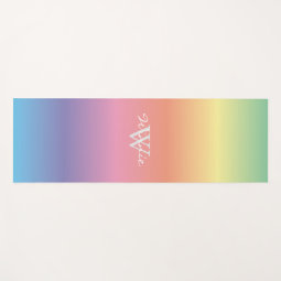 Colorful Pastel Rainbow Colors Monogram Yoga Mat | Zazzle