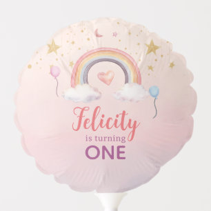Colorful Pastel Rainbow Girl Birthday Balloon