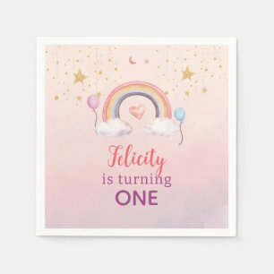 Colorful Pastel Rainbow Girl Birthday Napkins