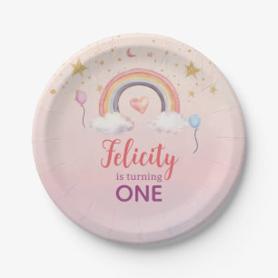 Colorful Pastel Rainbow Girl Birthday Paper Plates
