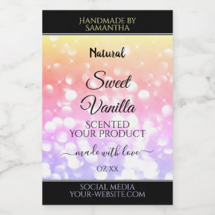 Colorful Pastel Rainbow Glitter Product Labels