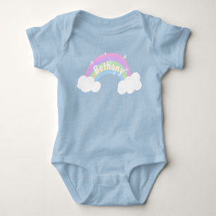 Colorful Pastel Rainbow Personalised Girls Baby Bodysuit