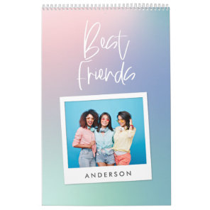 Colorful pastel rainbow photo best friend calendar
