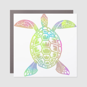 Colorful pastel rainbow sea turtle car magnet