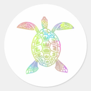 Colorful pastel rainbow sea turtle classic round sticker