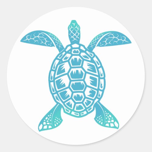 Colorful pastel rainbow sea turtle classic round sticker