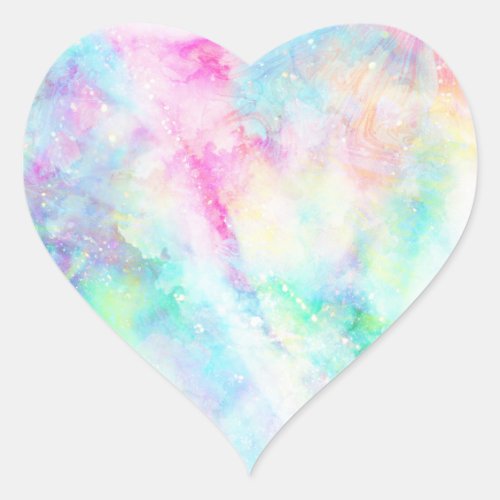 Colorful Pastel Rainbow Tie Dye Galaxy Heart Sticker