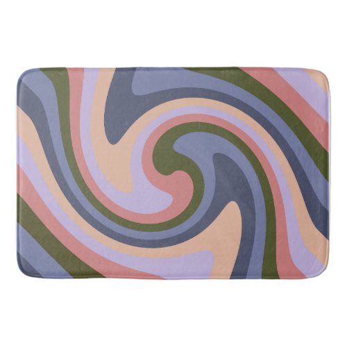 Colorful pastel retro vintage dynamic swirl stripe bath mat
