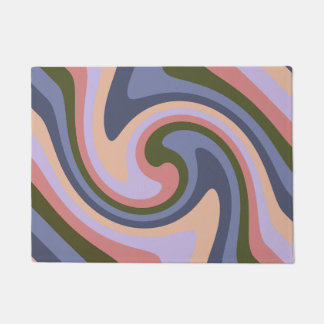 Colorful pastel retro vintage dynamic swirl stripe doormat