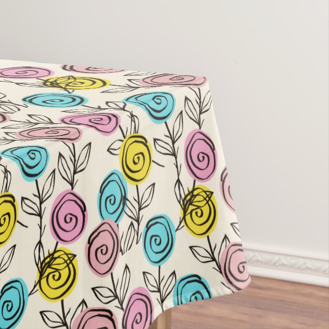 Colorful Pastel Roses Tablecloth (In Situ)