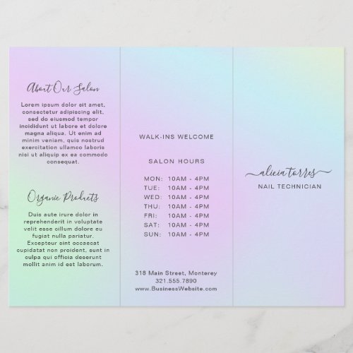 Colorful Pastel Salon Holographic Trifold Brochure