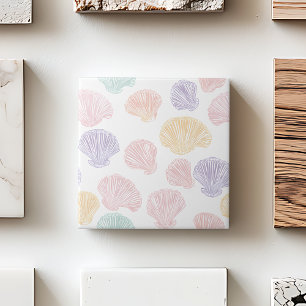 Colorful Pastel Seashell Modern Coastal Pattern Ceramic Tile