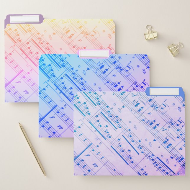 Colorful Pastel Sheet Music Fun Recital Concert File Folder (Set)
