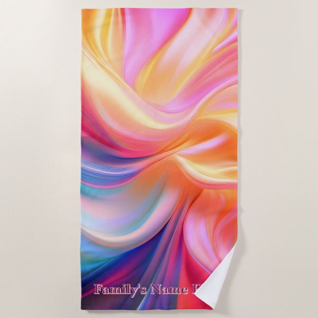 Colorful Pastel Silk Beach Towel (Front)