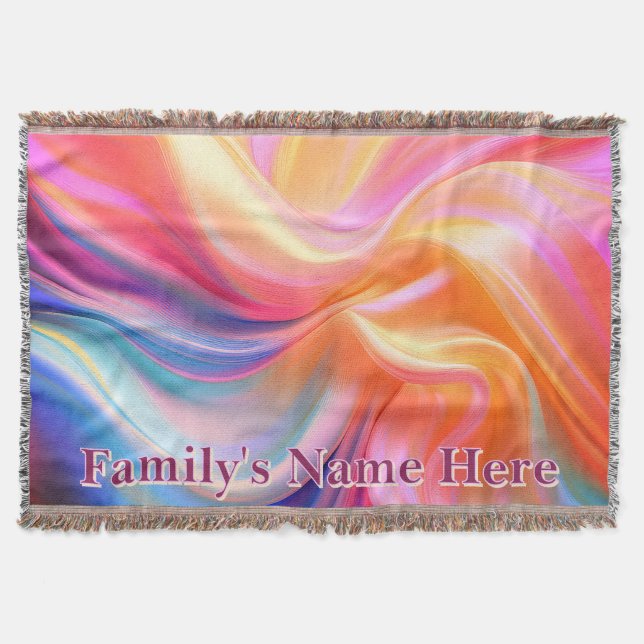 Colorful Pastel Silk Fleece Blanket (Front)