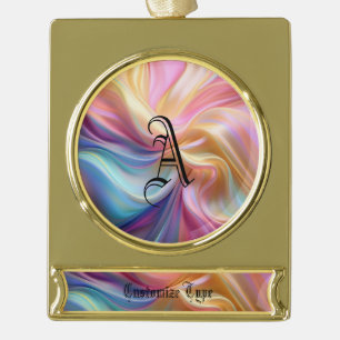Colorful Pastel Silk Gold Plated Banner Ornament