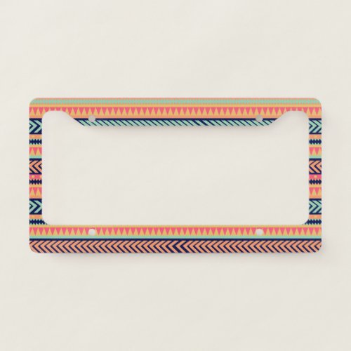 Colorful Pastel Soothing Bohemian Tribal Pattern License Plate Frame