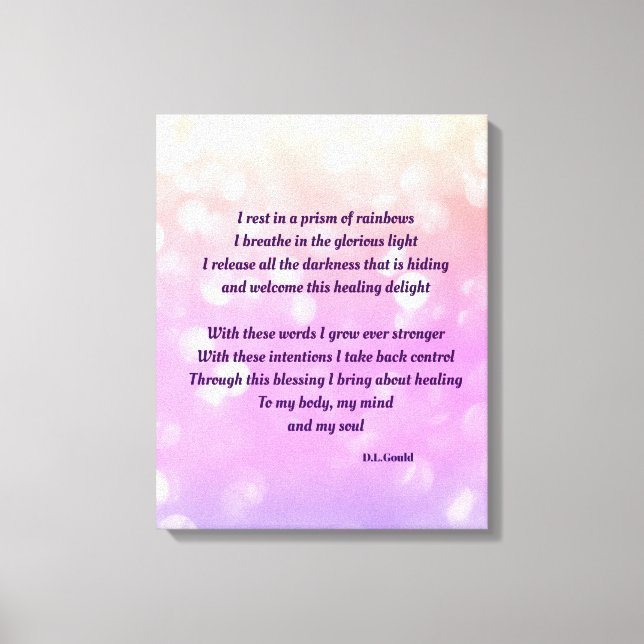 Colorful pastel sparkle inspirational healing poem canvas print (Front)