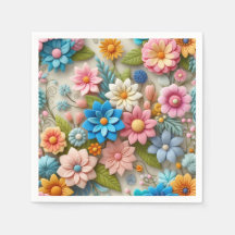 Colorful Pastel Spring 3D Felt Floral Art Paper