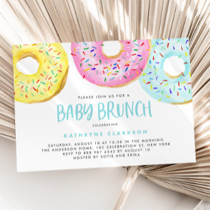 Colorful Pastel Sprinkle Donuts Baby Brunch Invitation