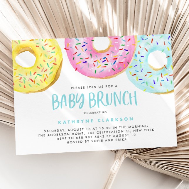 Colorful Pastel Sprinkle Donuts Baby Brunch Invitation (Creator Uploaded)
