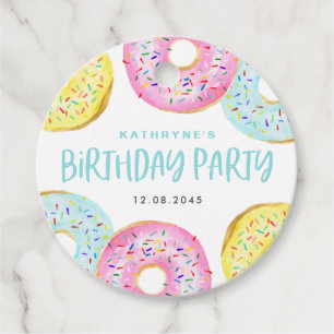 Colorful Pastel Sprinkle Donuts Birthday Party Favor Tags