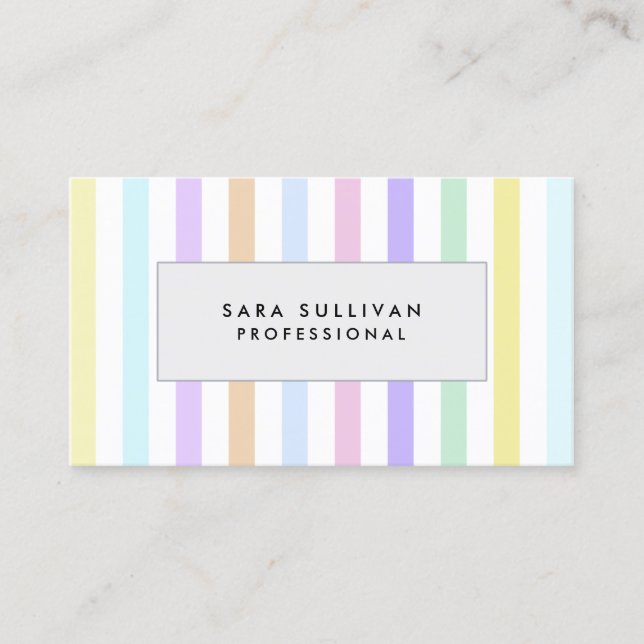 Colorful Pastel Stripe Pattern Professional Business Card (Front)