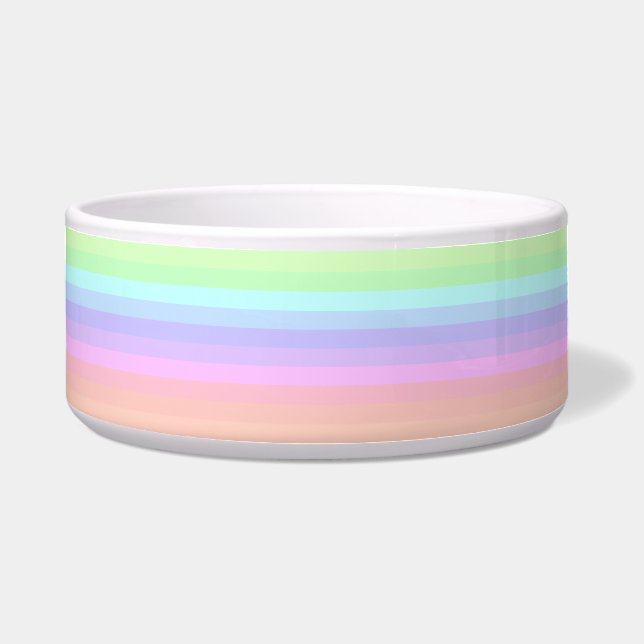 Colorful Pastel Striped Large Dog Bowl (Front)