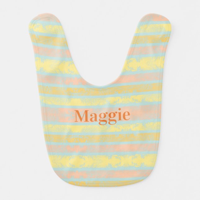 Colorful Pastel Stripes Baby Bib (Front)