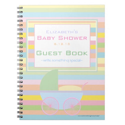 Colorful Pastel Stripes Baby Shower Guest Book_ Notebook