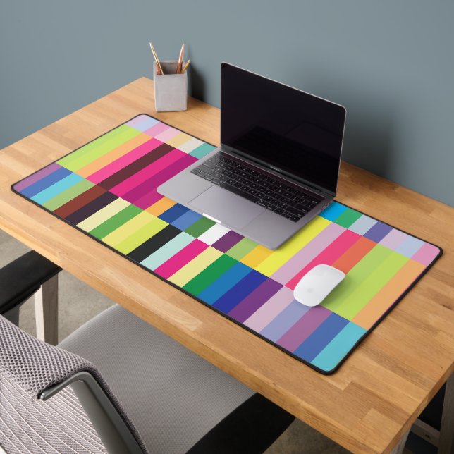 Colorful Pastel Stripes Pattern Pretty Gaming  Desk Mat (Office 2)