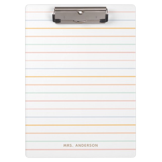 Colorful Pastel Stripes Personalized Clipboard (Front)
