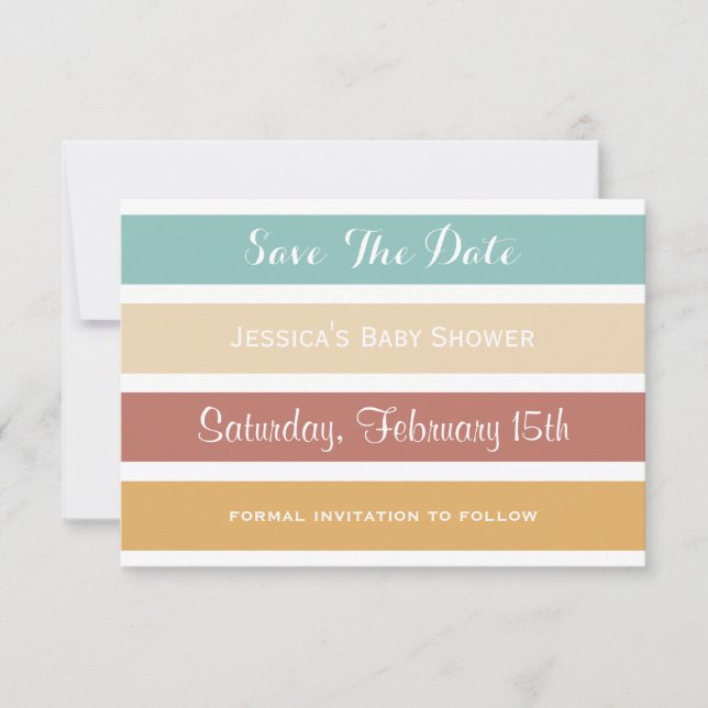 Colorful Pastel Stripes Save the Date (Front)