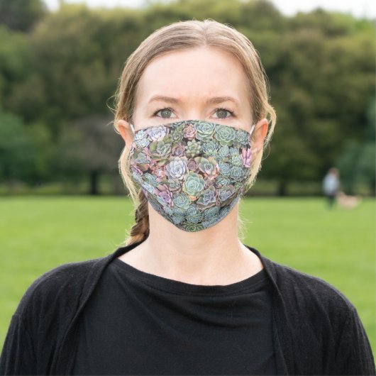 Colorful Pastel Succulent Adult Cloth Face Mask (Outside)